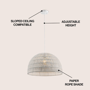Campana 20" Bohemian Modern Woven Rattan/Iron LED Pendant